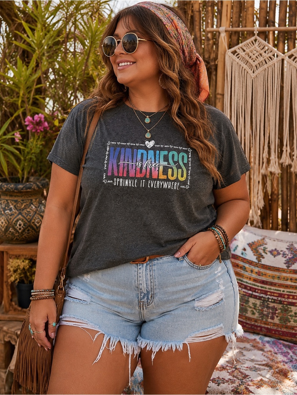 Kindness Is Free Graphic Tee | Size 2X | Boho Inspirational T-Shirt